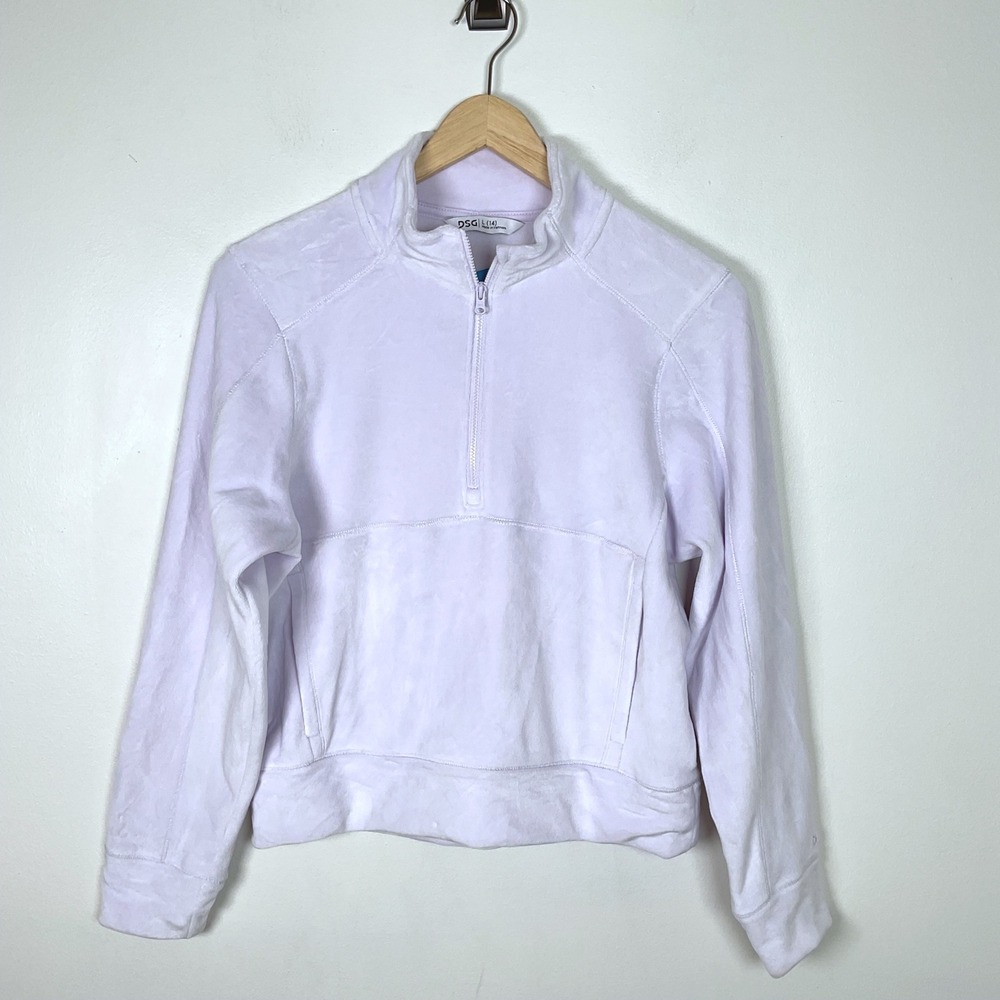 DSG‎ Girls L (14) Purple Quartz Velour 1/2 Zip Pullover Sweatshirt Top